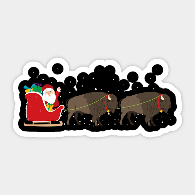 Buffalo Santa Christmas Sleigh - Funny Buffalo Xmas Sticker by Anassein.os